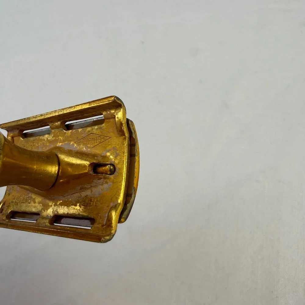 Vintage Gillette Gold Safety Razor Made in USA Knurled Handle Collectible